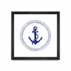 \"Blue Nautical Circle I\" Matted and Framed Black 36x36 Wall Art