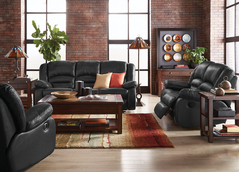 Toreno 86" Black Genuine Leather Power Reclining Sofa The Brick