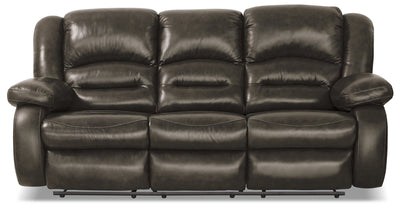 Toreno Genuine Leather Power Reclining Sofa - Grey - {Contemporary} style Sofa in Grey {Plywood}, {Solid Woods}