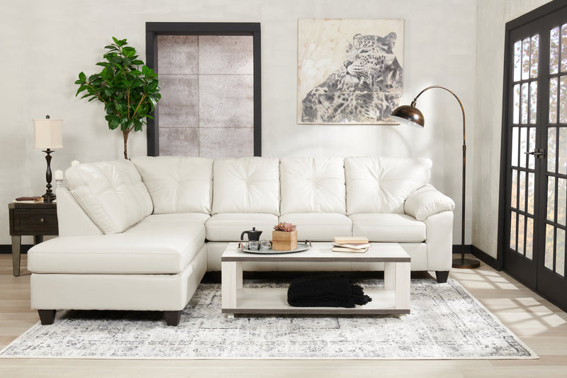 Made in Canada Addison 2-Piece Left-Facing Leather-Look Fabric Sectional with Removable Seat Cushions - Beige