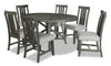 Alto Round 7pc Dining Set with Table & 6 Chairs, 48-66\"W Extension, Trestle Base - Grey