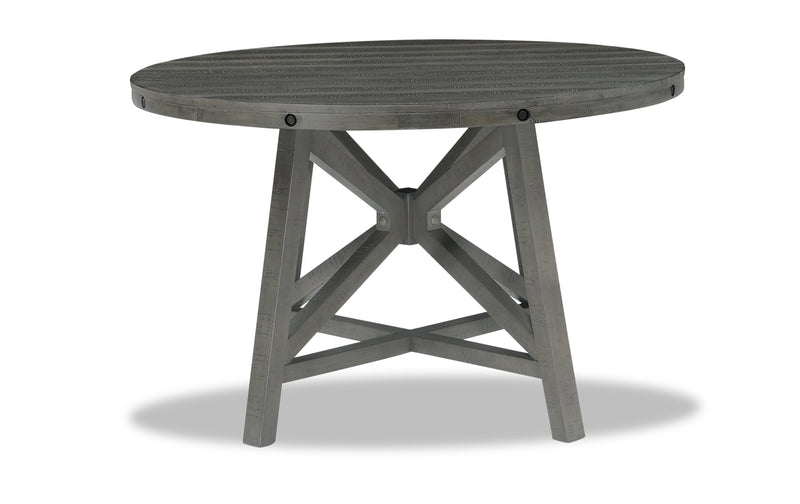 Alto Round Dining Table with 48-66"W Extension, Trestle Base - Grey ...
