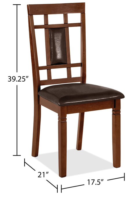 Aran Dining Chair with Vegan-Leather Fabric, Slat-Back - Brown