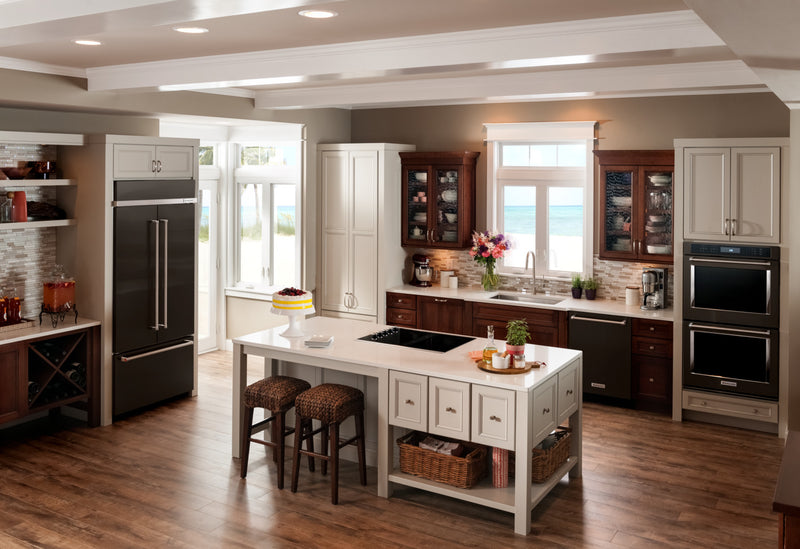 KitchenAid 36\" 20.8 Cu. Ft. French-Door Bottom-Mount Refrigerator - Black-on-Stainless - KBFN506EBS