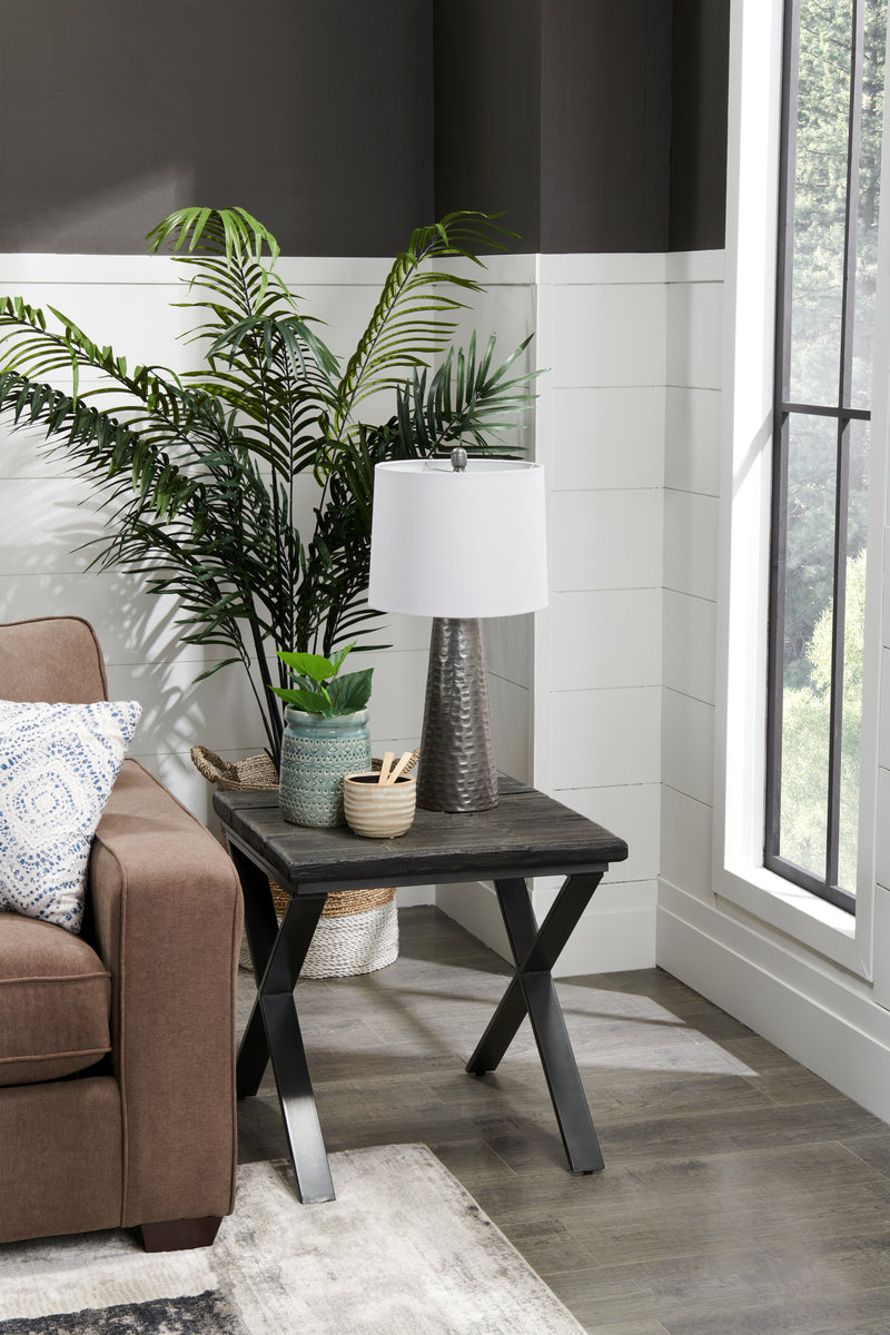 Astana 24" Rustic End Table Brown with Black Iron Legs The Brick