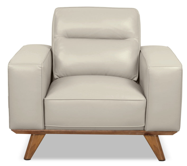 Kai Genuine Leather Chair – Silver