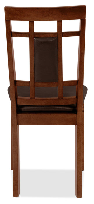 Aran Dining Chair with Vegan-Leather Fabric, Slat-Back - Brown