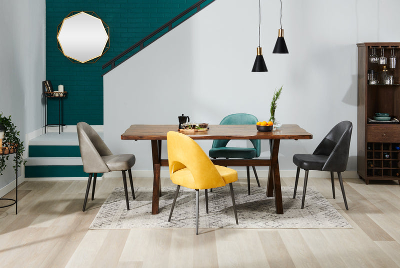 Kort & Co. Bay Dining Chair with Vegan Leather Fabric, Metal - Aqua