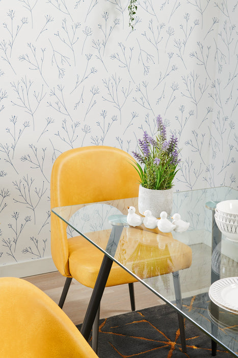 Kort & Co. Bay Dining Chair with Vegan Leather Fabric, Metal - Mustard