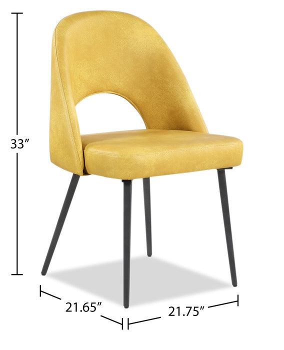 Kort & Co. Bay Dining Chair with Vegan Leather Fabric, Metal - Mustard