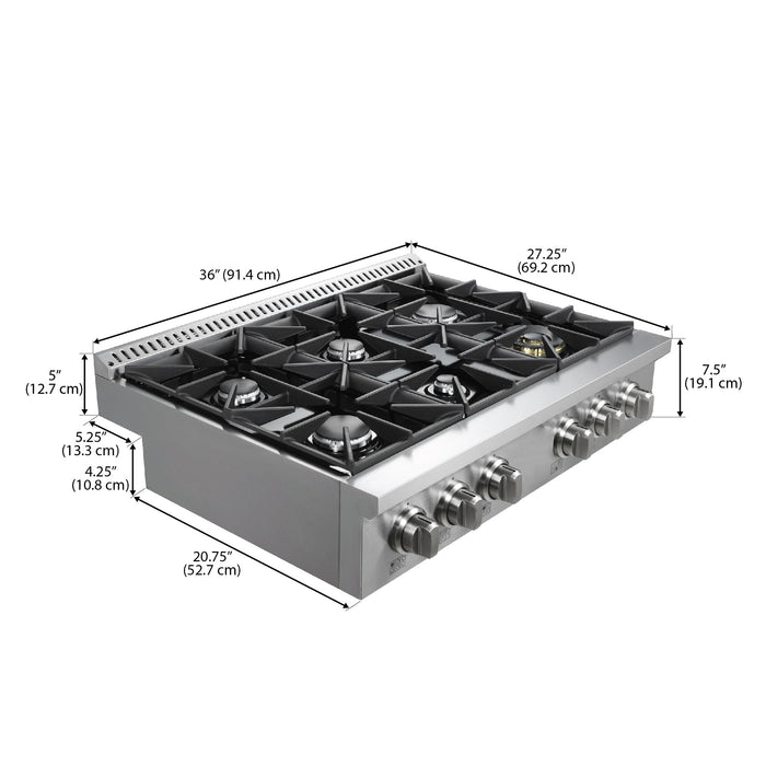 Ancona 36\" Commercial Style Slide-In Gas Cooktop - AN-2161