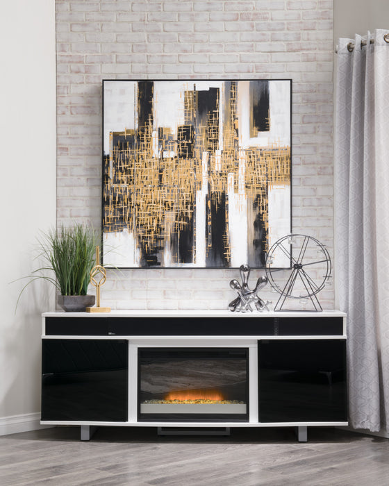 Odesos 72\" Modern Electric Fireplace TV Stand with Storage and Cable Management for TVs up to 80\"- White