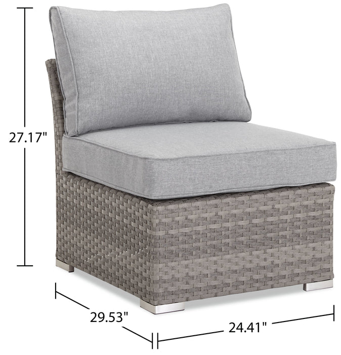 Bermuda 6-Piece Canopy Outdoor Patio Conversation Set - Hand-Woven Resin Wicker, UV & Weather Resistant - Grey