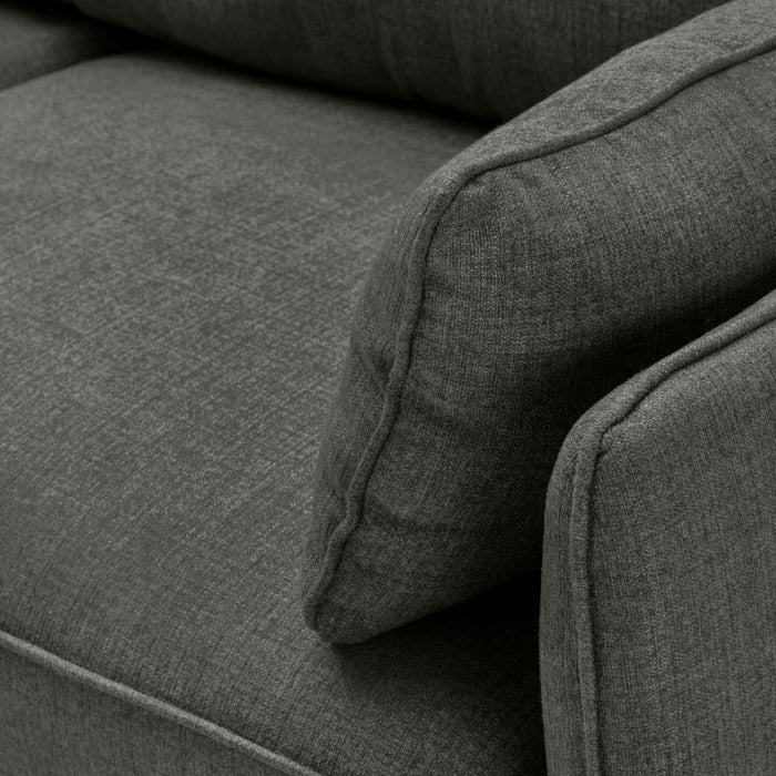 Cindy Crawford Home Gena 2-Piece Left-Facing Linen-Look Fabric Sectional with Wood Legs - Charcoal Grey