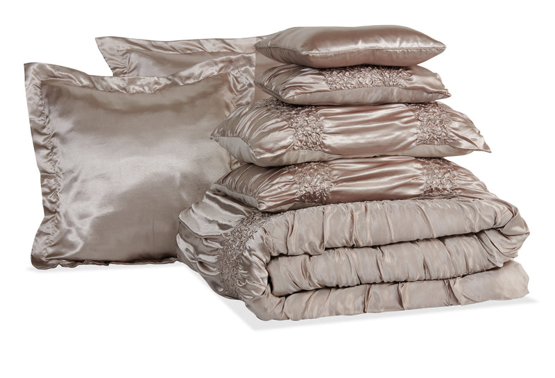 Beatrice 7-Piece Queen Comforter Set - Taupe