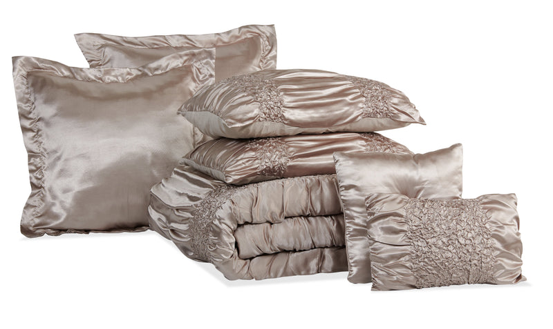 Beatrice 7-Piece Queen Comforter Set - Taupe