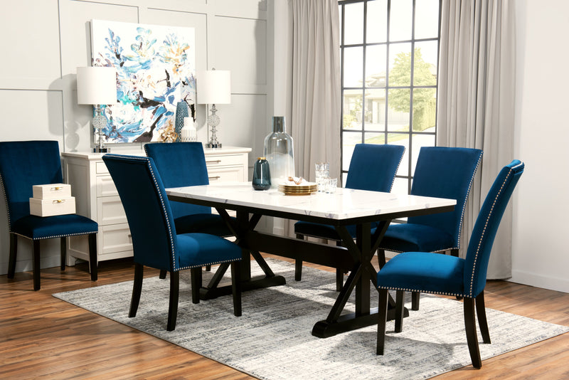 Cami Dining Chair with Velvet Fabric - Blue
