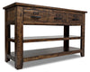 Casey 50\" Rustic Sofa Table with Storage and Shelf - Brown Wood