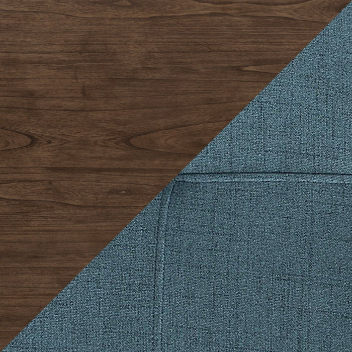 Chelsea 5pc Dining Set with Table & 4 Blue Chairs, 48\"W Round - Walnut Brown