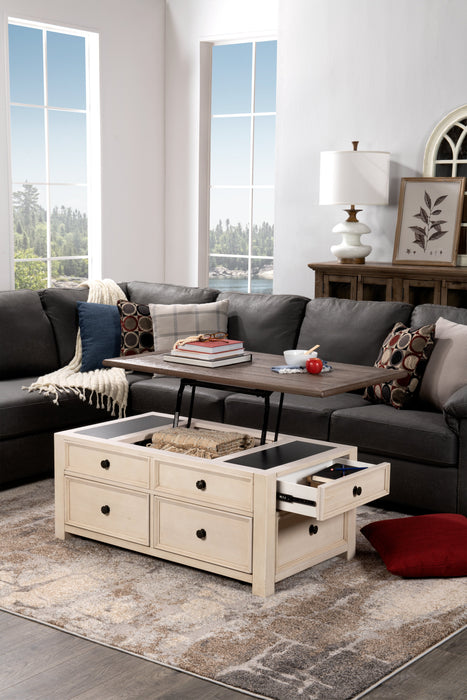 Colby 46\" Rustic Lift Top Coffee Table with Storage and Casters - Two Tone Wood
