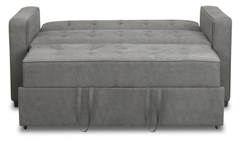 Cory 59\" Velvet Fabric Klik Klak Futon with Tufting - Grey