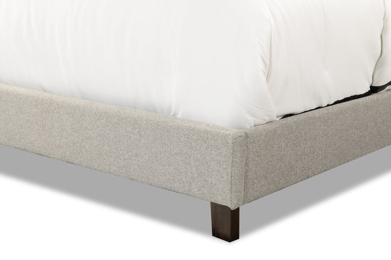 Cove Upholstered Platform Bed in Grey Fabric with Nailhead Design - Queen Size