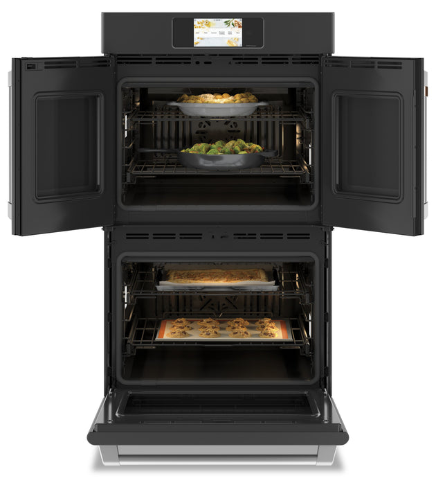Cafe 30\" 10 Cu. Ft. Electric Double Wall Oven with True European Convection - Matte Black - CTD90FP3ND1