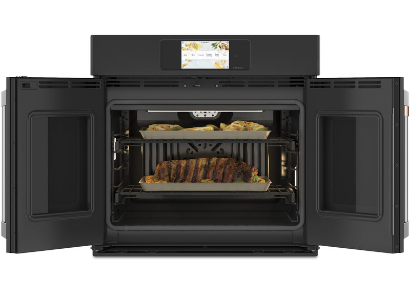 Cafe 30\" 5 Cu. Ft. Electric Wall Oven with True European Convection French Door - Matte Black - CTS90FP3ND1