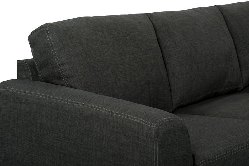 Made in Canada Nina 2-Piece Linen-Look Fabric Reversible Sectional with Accent Pillows - Grey