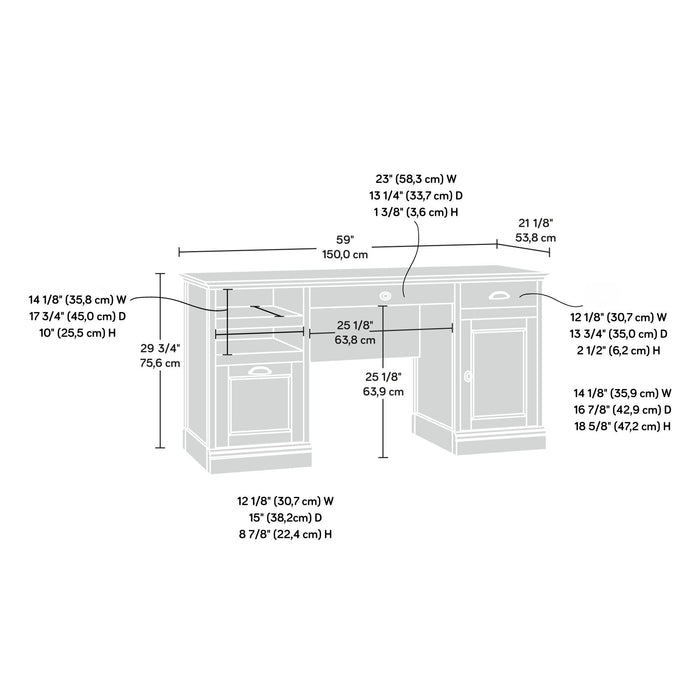 Davon 59.05\" Executive Office Desk with 2-Drawers & Cabinet - Salt Oak