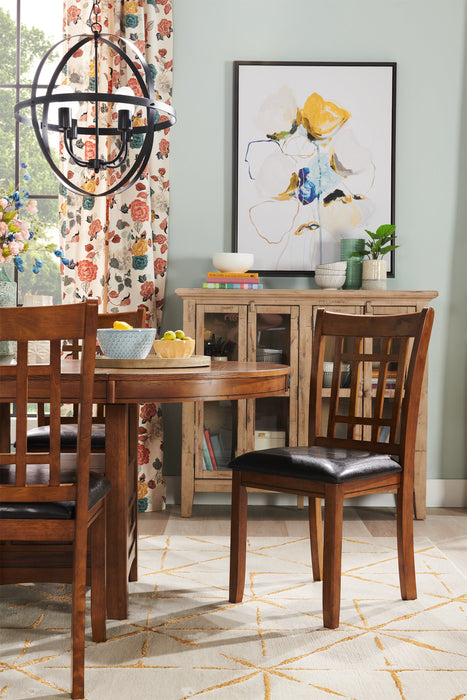Dena 5pc Dining Set with Table & 4 Chairs, 42-60\"W Extension, Round  - Oak Brown