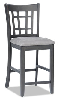 Dena Counter-Height Dining Chair with Vegan-Leather Fabric - Grey 