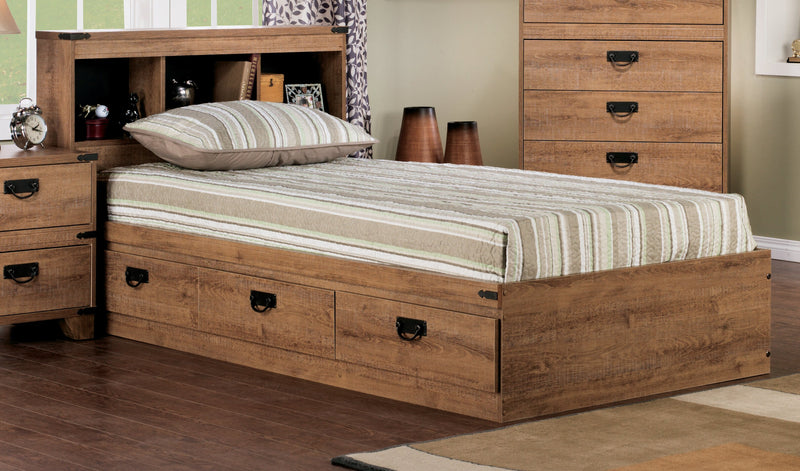 Driftwood Twin Mates Bed with Bookcase Headboard