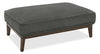Cindy Crawford Home Gena 45\" Linen-Look Fabric Ottoman with Wood Base and Legs - Charcoal Grey