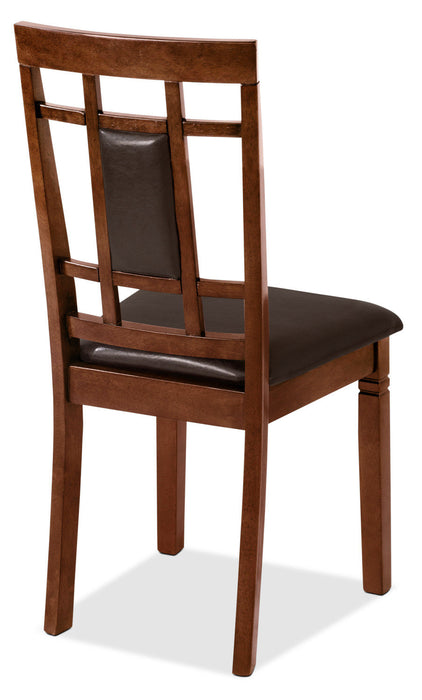 Aran Dining Chair with Vegan-Leather Fabric, Slat-Back - Brown