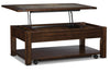 Roanoke 50\" Rustic Lift Top Coffee Table with Storage and Shelf - Dark Cherry Wood and Slate Inlay