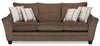 Made in Canada Febe 85\" Chenille Fabric Full-Size Condo Sofa Bed with Flared Arms and Accent Pillows - Brown