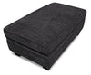 Made in Canada Febe 26\" Chenille Fabric Storage Ottoman with Wood Legs - Charcoal Grey