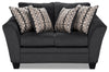 Made in Canada Febe 64\" Chenille Fabric Condo Size Loveseat with Flared Arms - Charcoal Grey