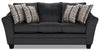 Made in Canada Febe 85\" Chenille Fabric Full-Size Condo Sofa Bed with Flared Arms - Charcoal Grey