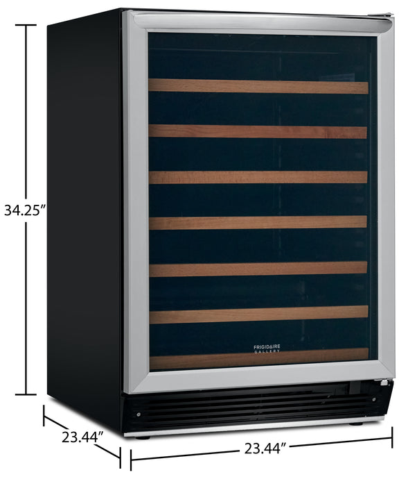 Frigidaire Gallery 23.4\" 5.3 Cu. Ft. 52-Bottle Wine Cooler Refrigerator - Stainless Steel - FGWC5233TS