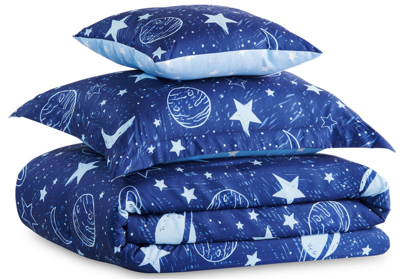 Galaxy 4-Piece Full Comforter Set - Blue