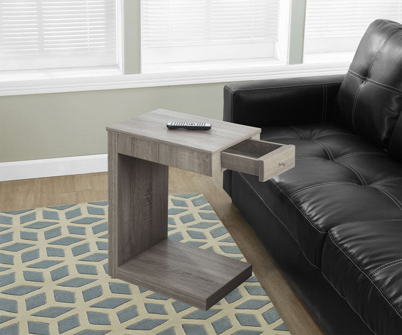 Hampshire 12\" C-Shape Accent Table with Drawer - Taupe