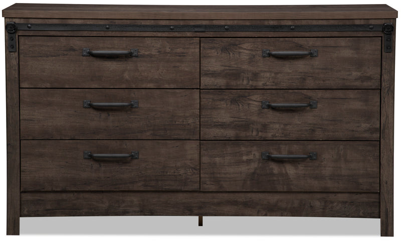 Grayson Bedroom 6-Drawer Dresser, 56.6\"W x 32.3\"H, Made in Canada, Rustic - Dark Grey