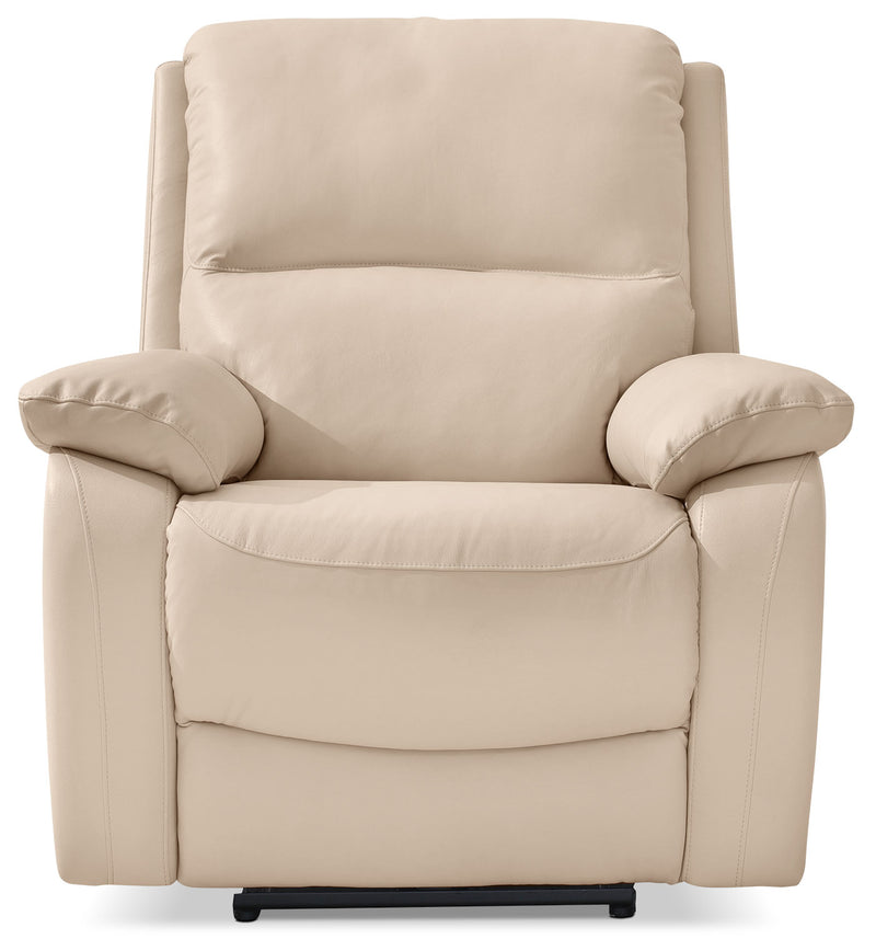 Grove 36 Cream Genuine Leather Power Reclining Chair with Adjustab. The Brick