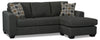 Made in Canada Nina 2-Piece Linen-Look Fabric Reversible Sectional with Accent Pillows - Grey