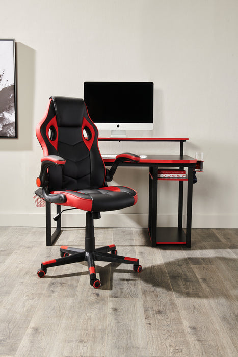 Herman 50\" Gaming Office Desk - Black with Red Trim