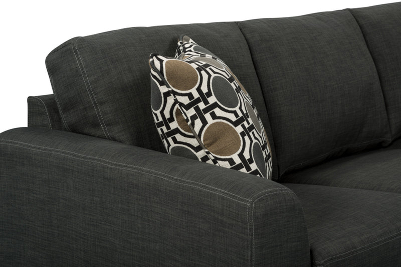 Made in Canada Nina 2-Piece Linen-Look Fabric Reversible Sectional with Accent Pillows - Grey