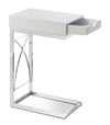 Turin 16\" C-Shaped Chairside Table with Drawer - Glossy White