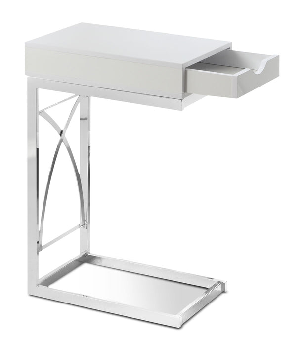 Turin 16\" C-Shaped Chairside Table with Drawer - Glossy White